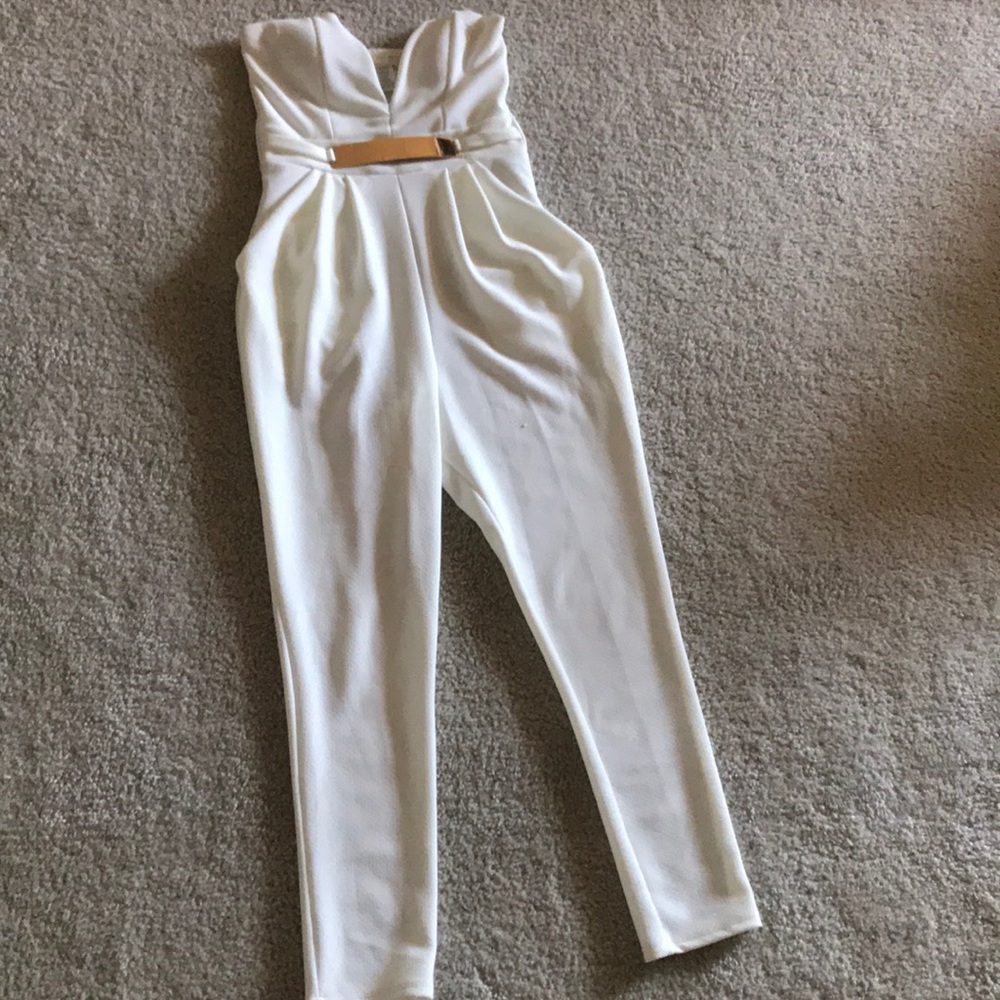 Cream/ off White Pant Romper